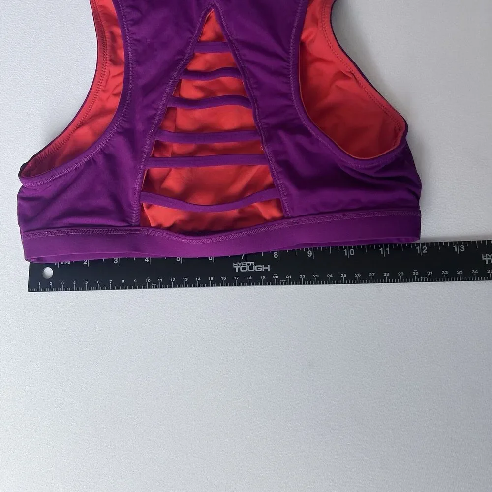 Athleta‎ Makaha Reversible High Neck Bikini Top Vermilion Orange Purple READ XS